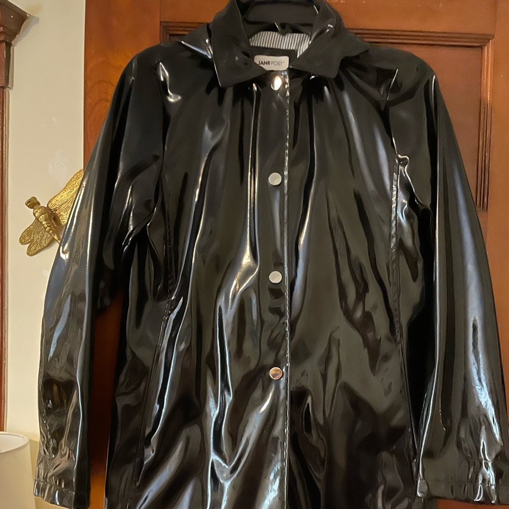 Jane Post Princess Raincoat, Black, Small, Removable Hood, Snap Close, Pockets View 3